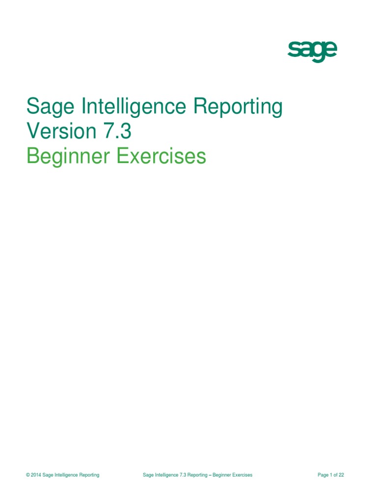 Sage Intelligence Reporting - Beginner Exercise Manual | PDF ...