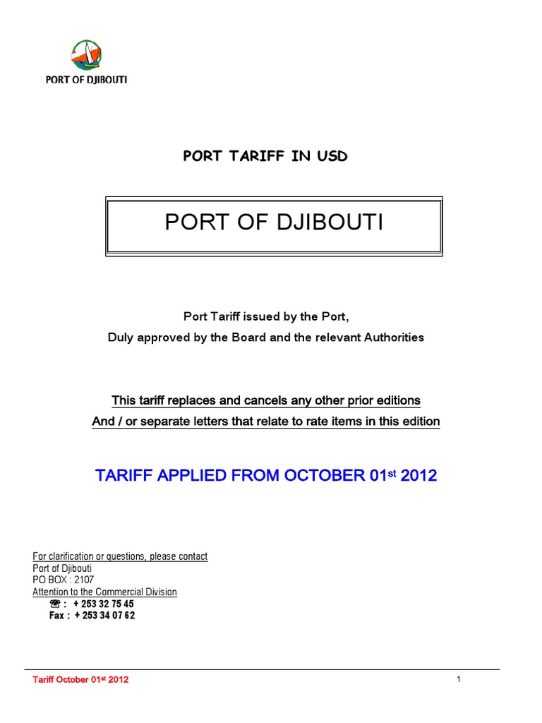 Port Tariff Containerization Cargo