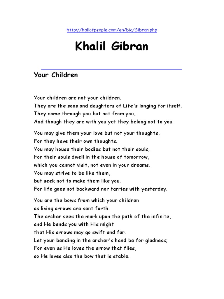 Khalil Gibran Your Children