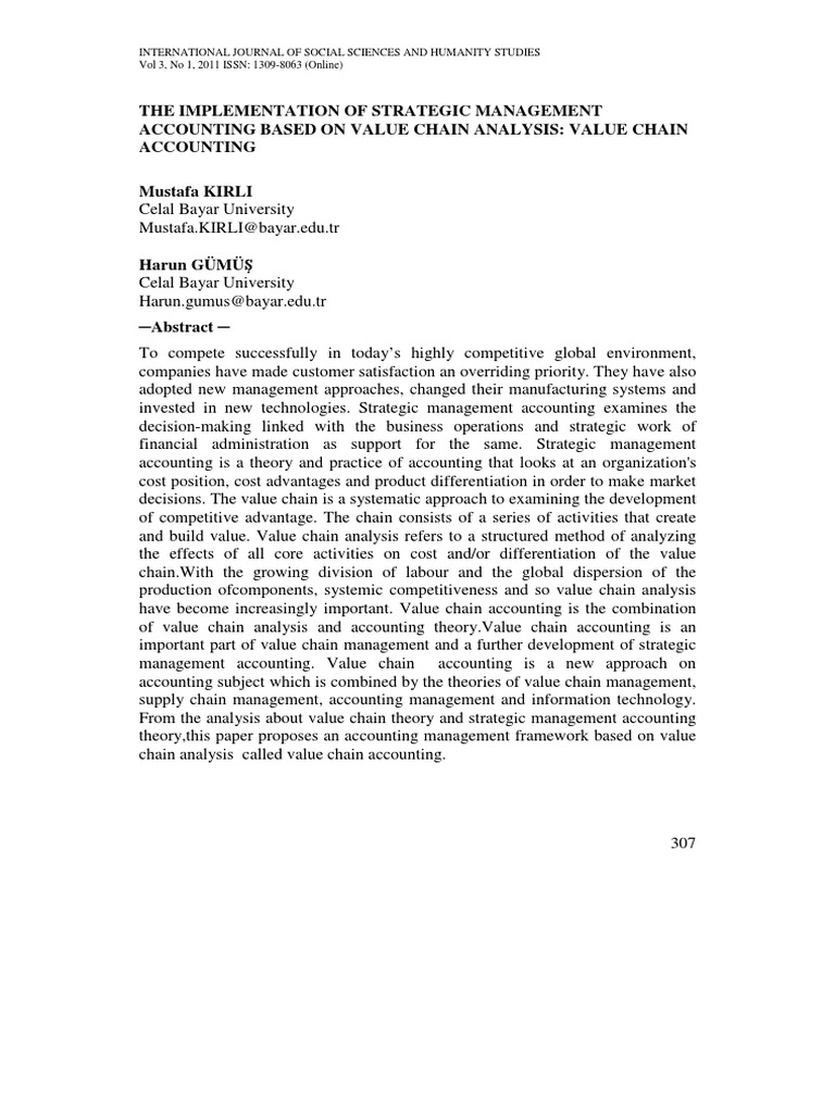 Strategic Management Accounting Pdf Value Chain Strategic Management