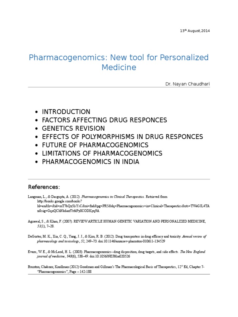 Pharmacogenomics: New Tool For Personalized Medicine | PDF | Science ...