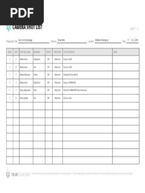 Shot List