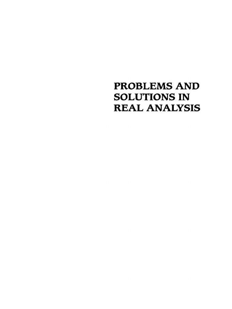 Real Analysis Problems and Solutions | PDF