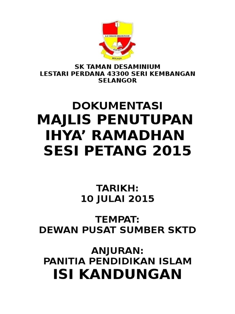 Contoh Surat Belanjawan Ihya Ramadhan