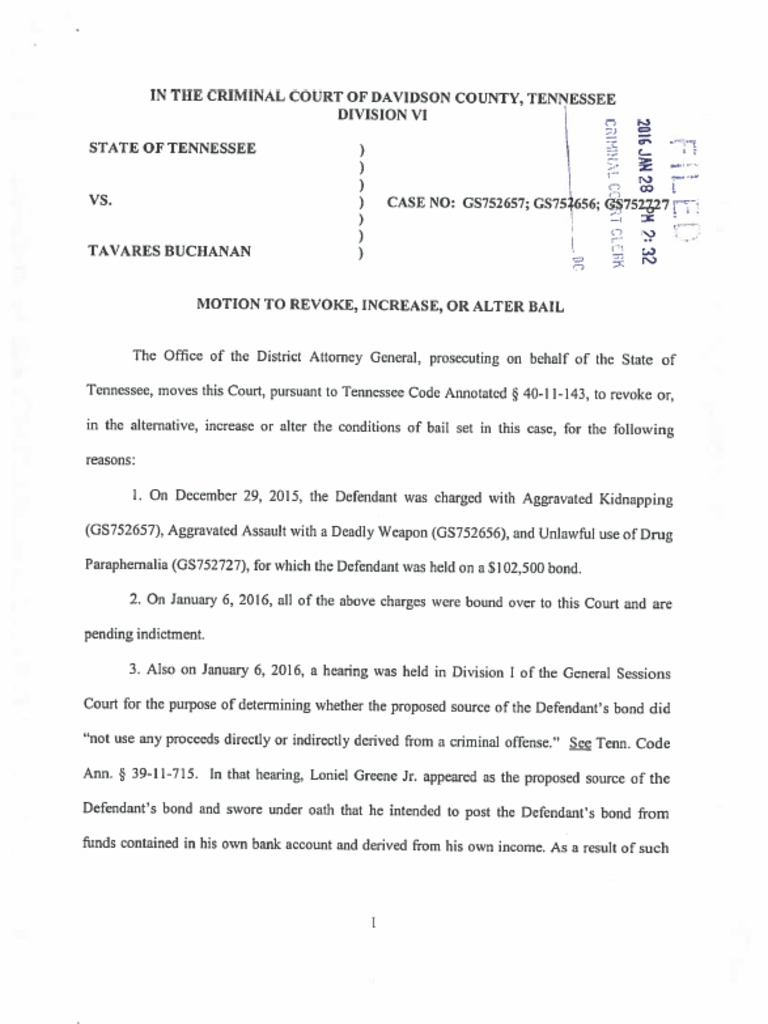 Motion To Revoke Bond