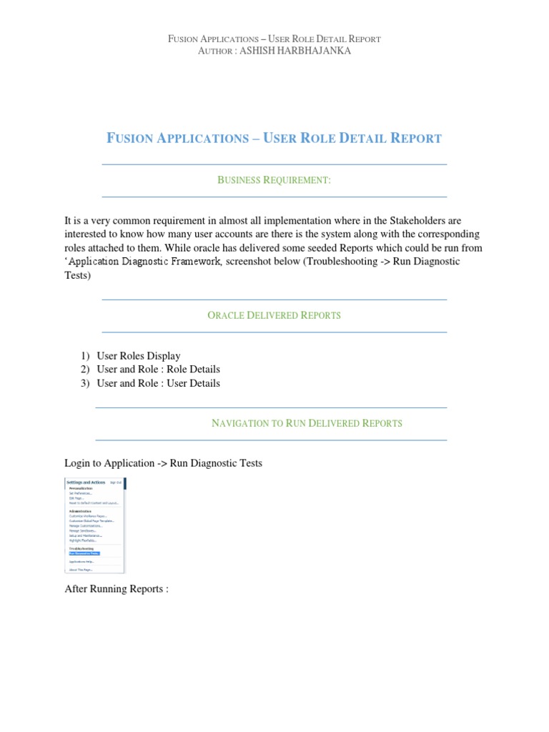 User Role Detail Report in Fusion Apps | PDF | Input/Output | Digital ...