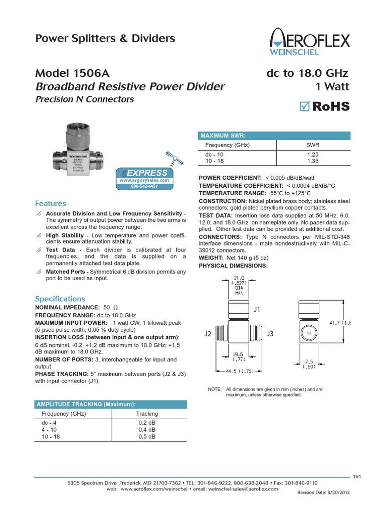 Weinschel 1506A Power Divider Specs | PDF