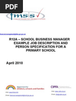 R12A - School Business Manager Example Job Description and Person Specification For A Primary School