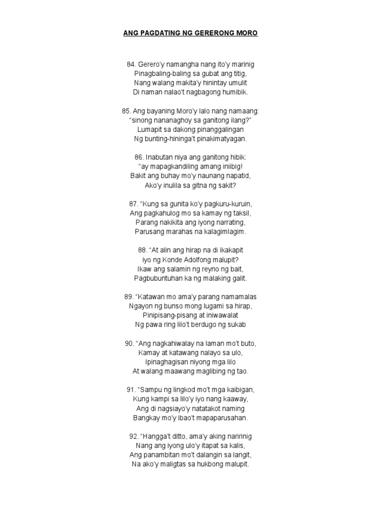 Ang Pagdating NG Gererong Moro | PDF