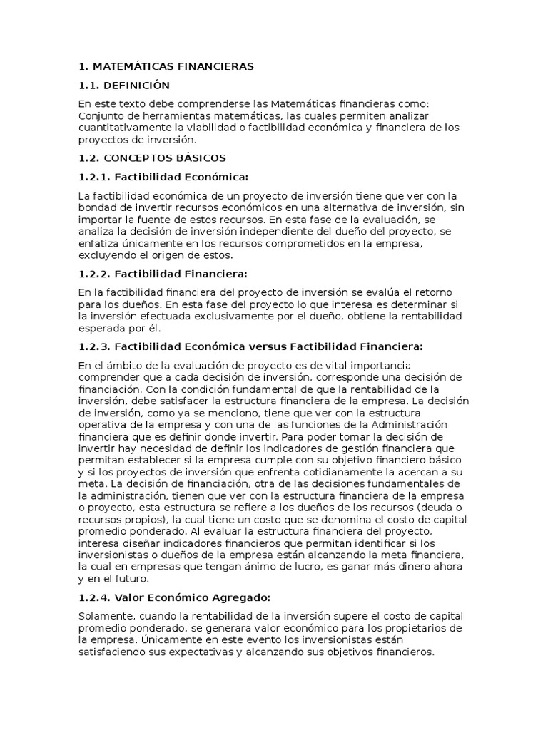 Matematicas Financiera | PDF | Interés | Tasas de interés