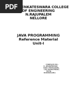 Java Programming Reference Material Unit-I: Sree Venkateswara College of Engineering N.Rajupalem Nellore