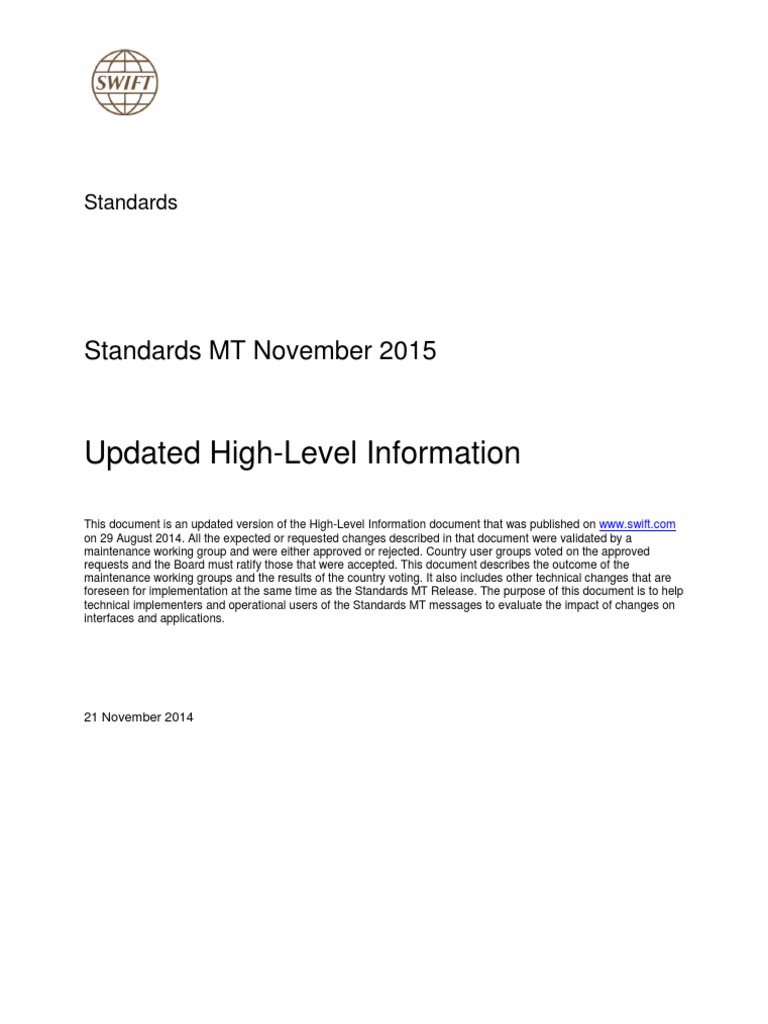 Swift Standards Infopaper Service Level Agreement Payments