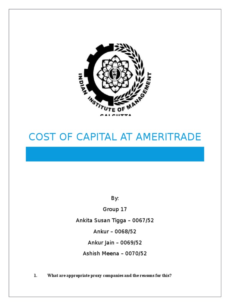 Cost of Capital at Ameritrade | PDF | Cost Of Capital | Beta (Finance)