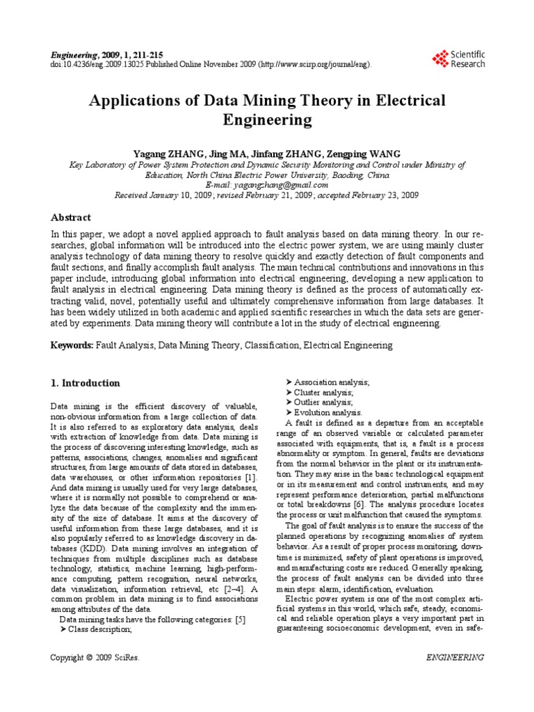 Applications of Data Mining Theory in Electrical | PDF | Data Mining ...