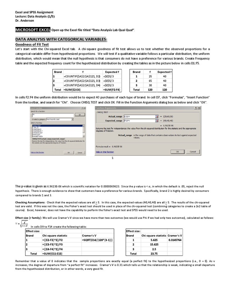 Fisher's Exact Test in Excel Analysis | PDF | P Value | Chi Squared ...