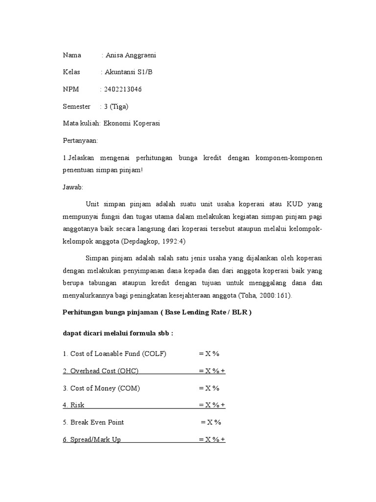 Komponen Penentuan Simpan Pinjam Pdf