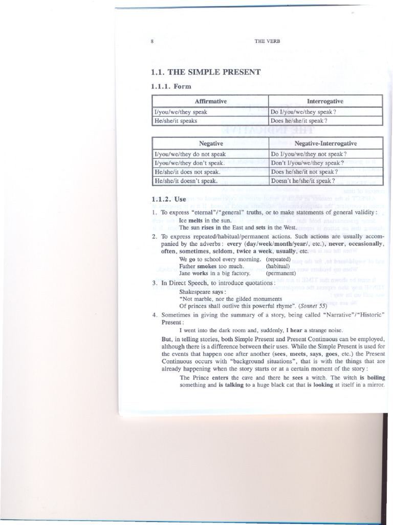 1.present Tense Simple | PDF | Rules | Syntax