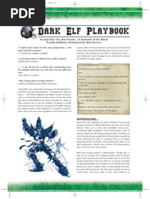 Dark Elf Playbook for Blood Bowl