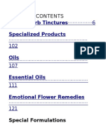 Single Herb Tinctures Specialized Products: Table of Contents