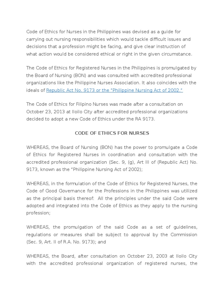 Code of Ethics For Nurses | PDF | Nursing | Profession