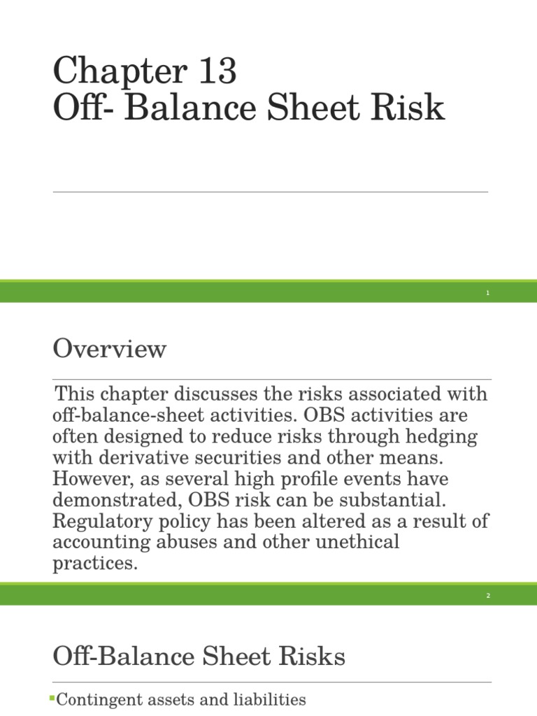 Off-Balance Sheet Risk in Banking | PDF | Off Balance Sheet ...
