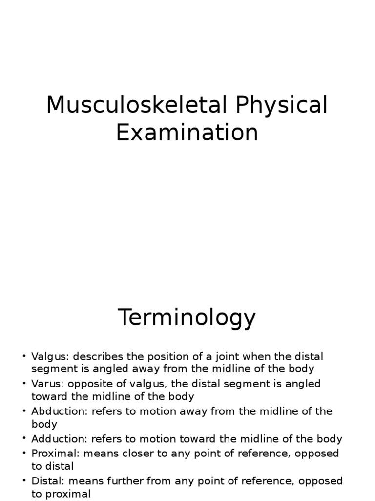 Musculoskeletal Exam Terminology Guide | PDF | Anatomical Terms Of ...