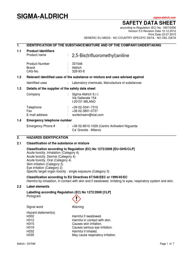 MSDS English Dangerous Goods Toxicity