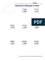 Multiplicaciones de 5 Cifras Por 3 Cifras: Nombre: - Fecha