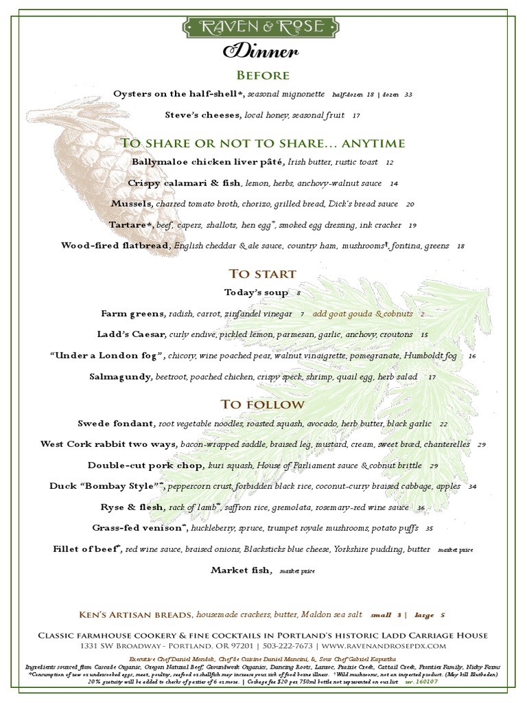 Raven & Rose Dinner 01072016 | PDF
