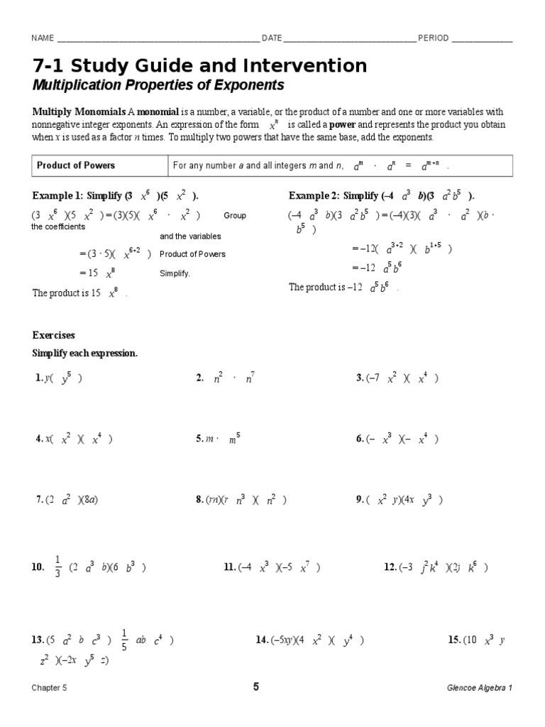 Multiplication Properties of Exponents 2 | PDF | Teaching Methods ...