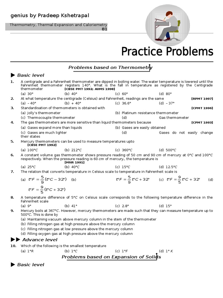 Thermometry and Thermal Expansion Problems | PDF | Thermometer | Heat ...