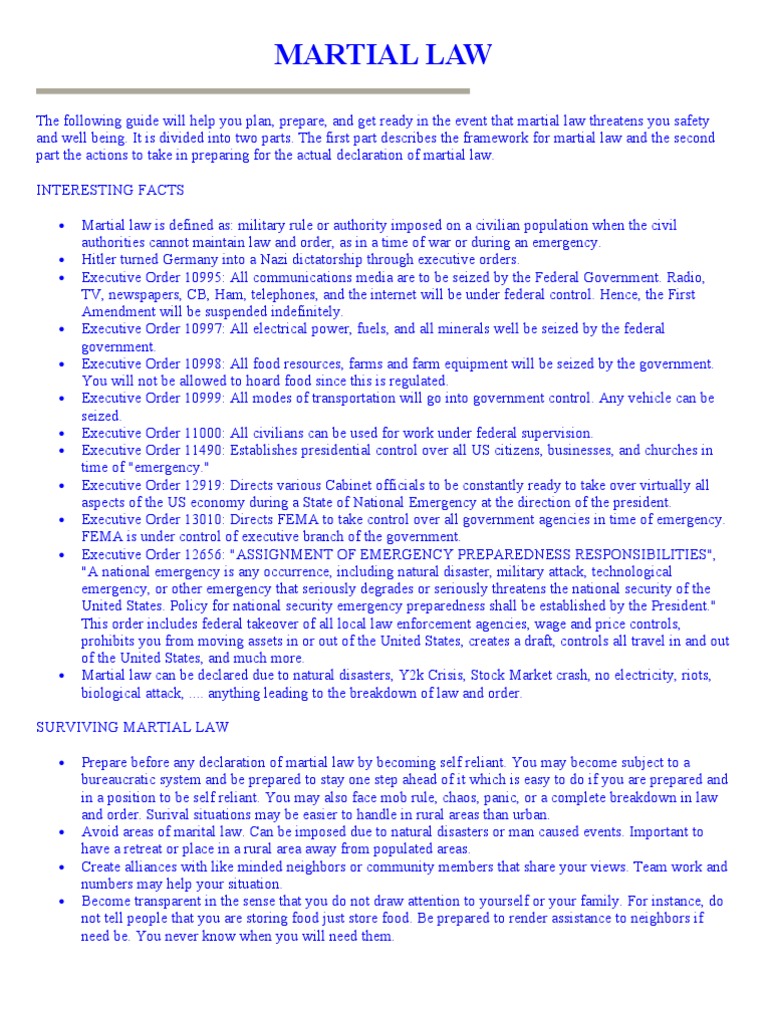 Martial Law Martial Law State Of Emergency