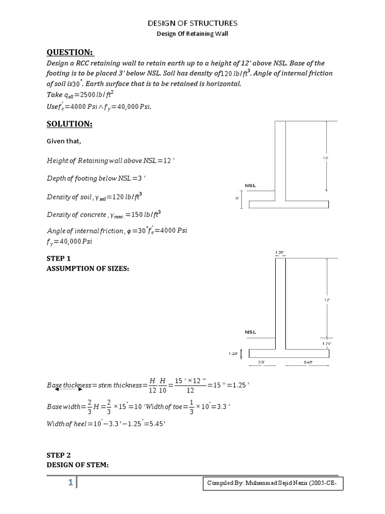 Design of Retaining Wall Simple | PDF | Mechanics | Building Engineering