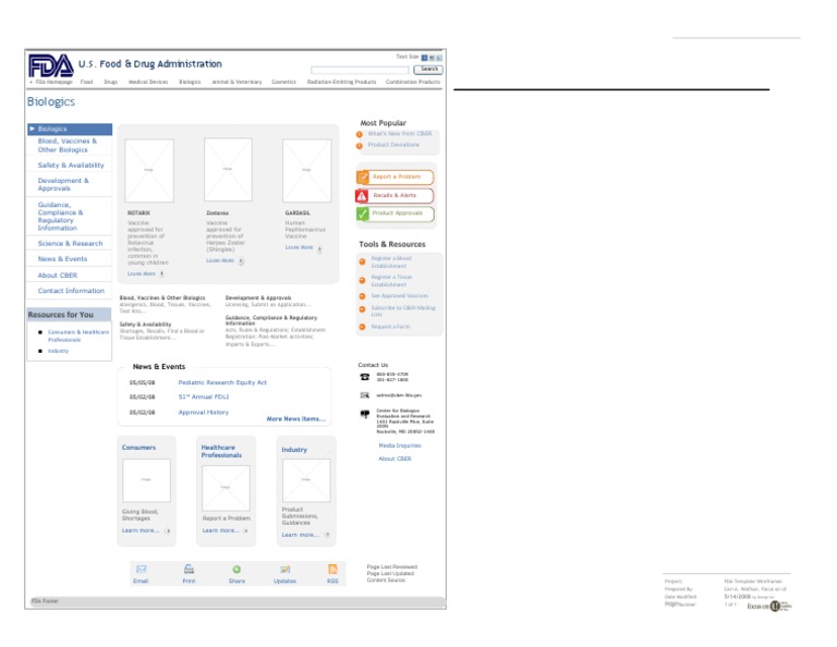 FDA Biologics Wireframe Overview | PDF | Food And Drug Administration ...