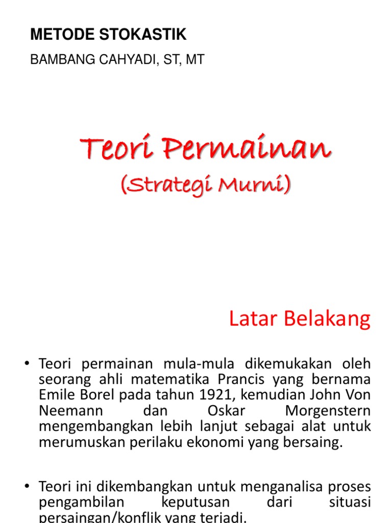 Contoh Soal Teori Permainan Strategi Campuran - Berbagi ...