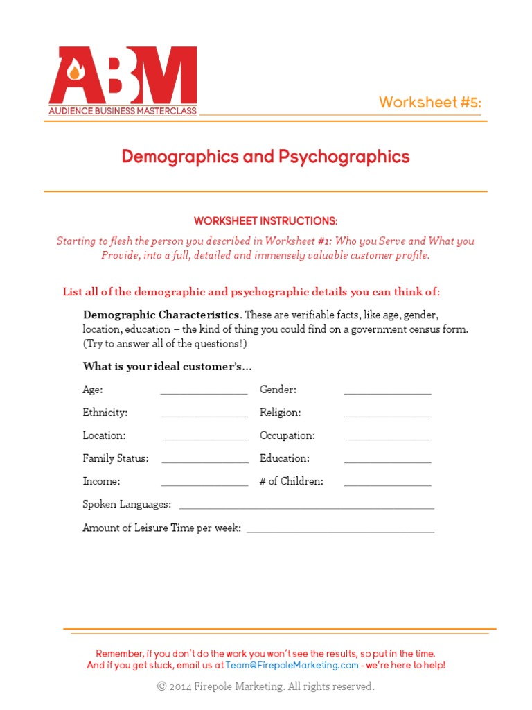 Worksheet 05 Demographics and Psychographics | PDF