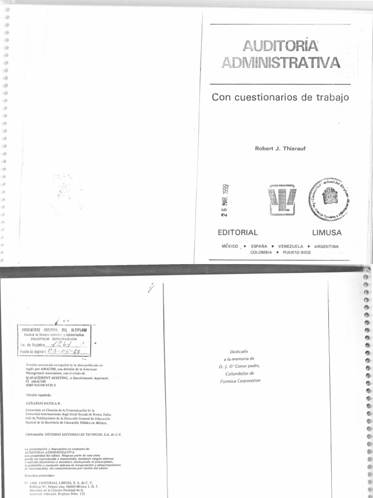 Auditoria Admnistrativa Cuestionarios Robert Thierauf | PDF | Planificación  | Marketing