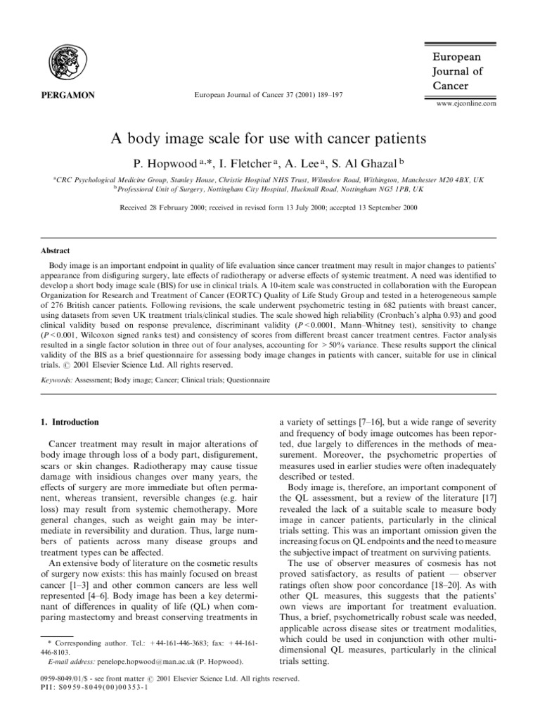 Body Image Scale Psychometrics Breast Cancer