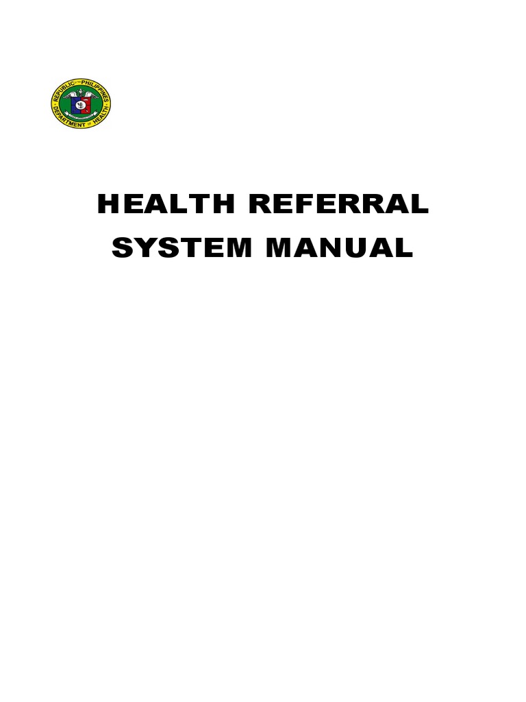 Health Referral System Manual_health Referral Manual | Health Care