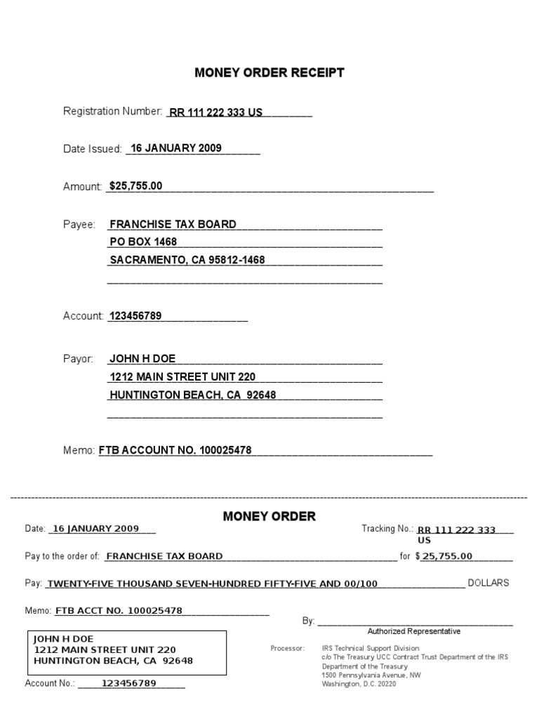 Money Order Receipt Template | PDF | Law