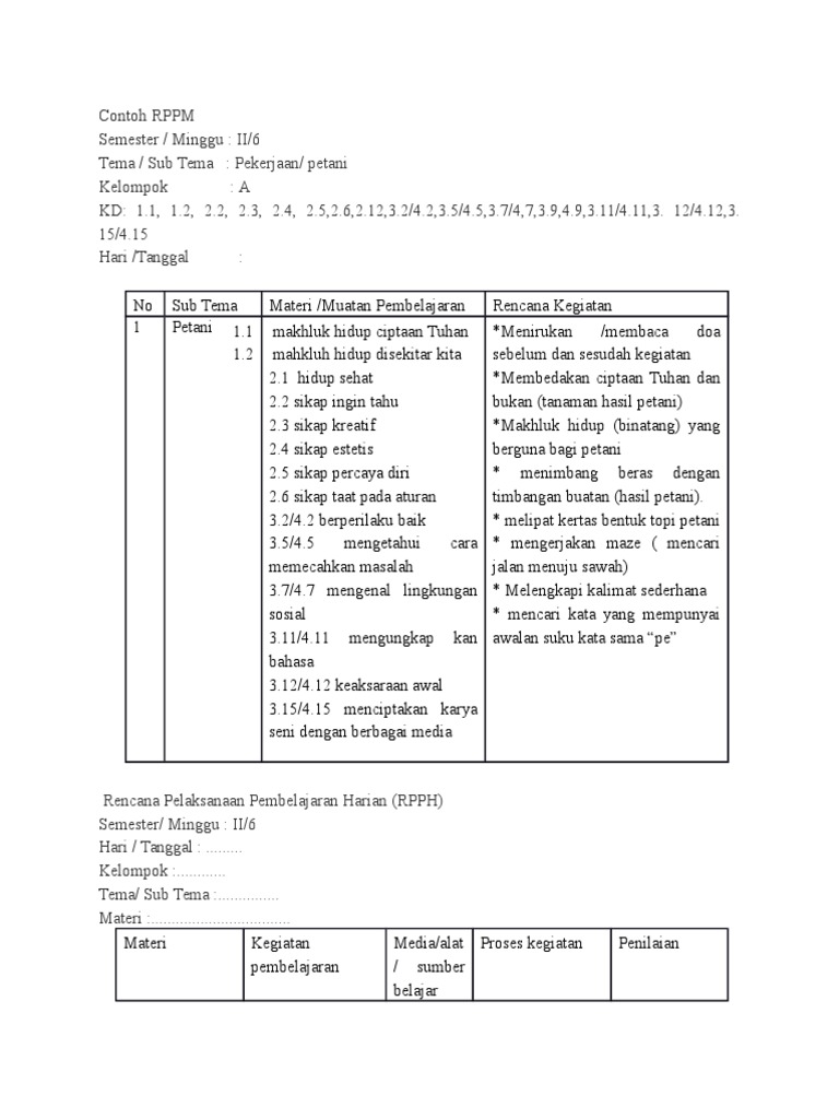 Rppm Paud Usia 3 4 Tahun Semester 1 Rppm Bdr Paud Cara Golden Rencana Pelaksanaan Pembelajaran Mingguan Rppm Adalah Salah Satu Perangkat Pembelajaran Yang Memiliki Fungsi Untuk Merencanakan