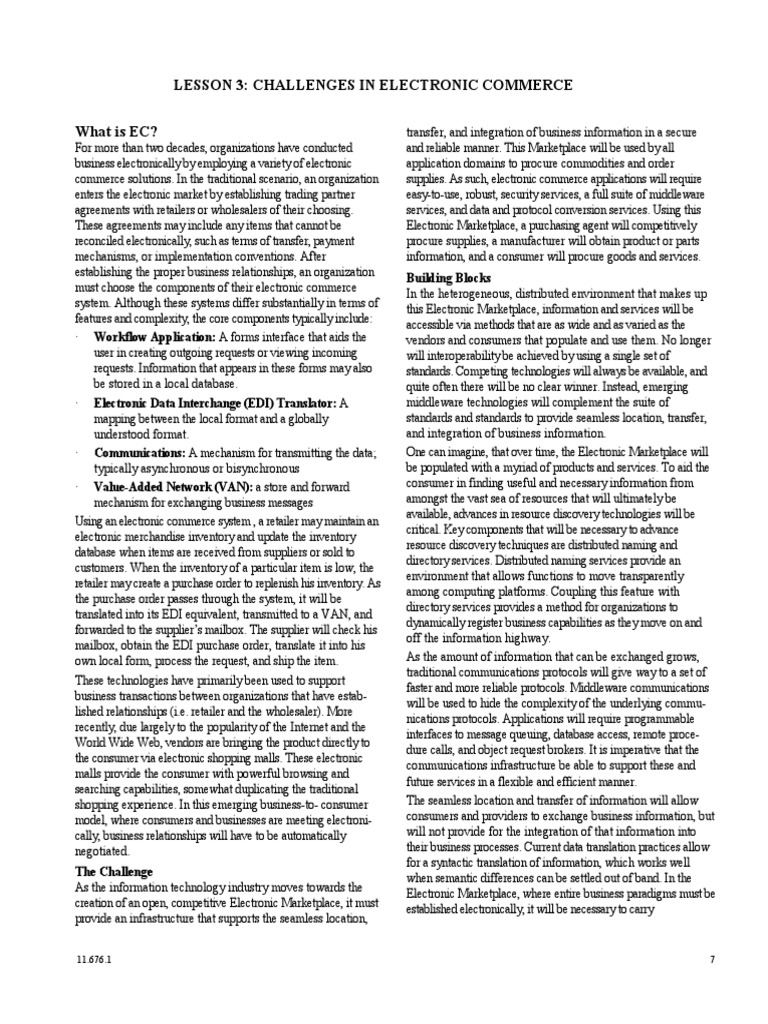 Challenges in Electronic Commerce | PDF | Electronic Data Interchange ...