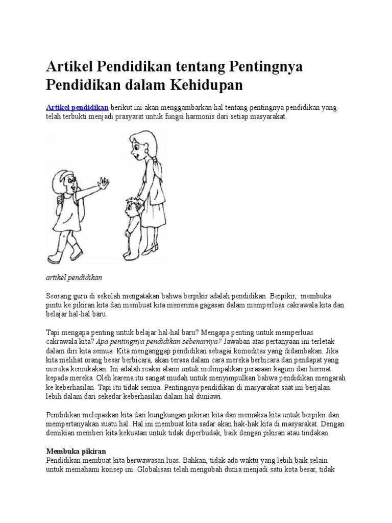 Artikel Pendidikan Tentang Pentingnya Pendidikan Dalam