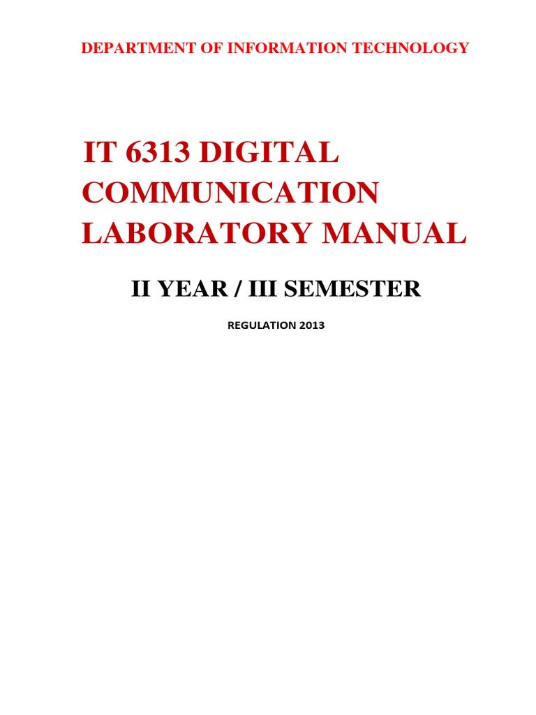 Digital Communication Lab Manual PDF Modulation Analog To Digital