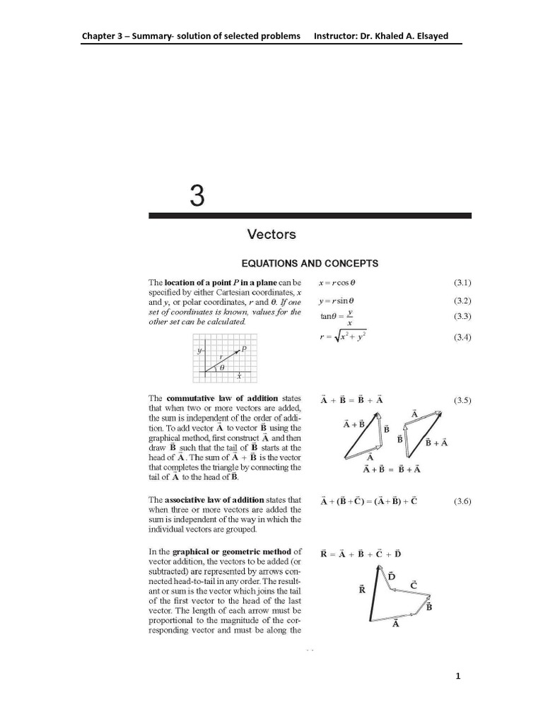 Chapter 3 - Summary Solution of Selected Problems Instructor: Dr ...
