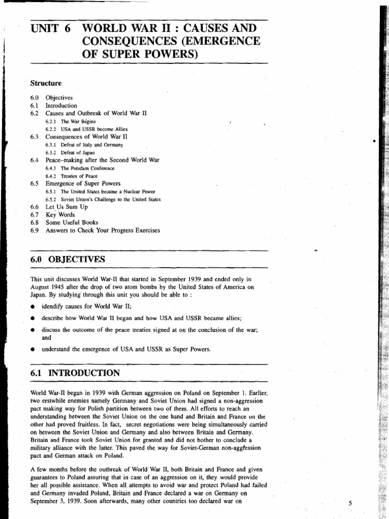 World War II - Causes and Consequences (Emergence of Super Powers ...