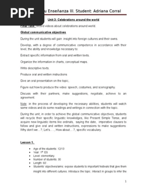   Lesson plan. A2. Topic: Celebrations