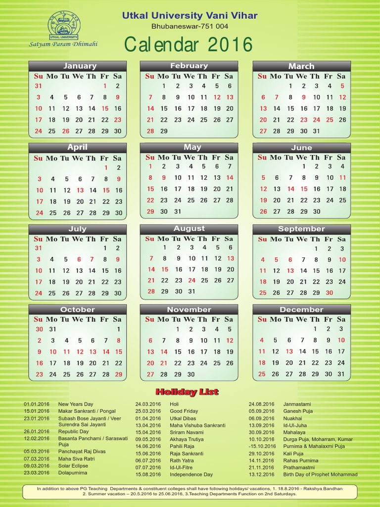 Utkal University Calender | PDF | Religion & Spirituality