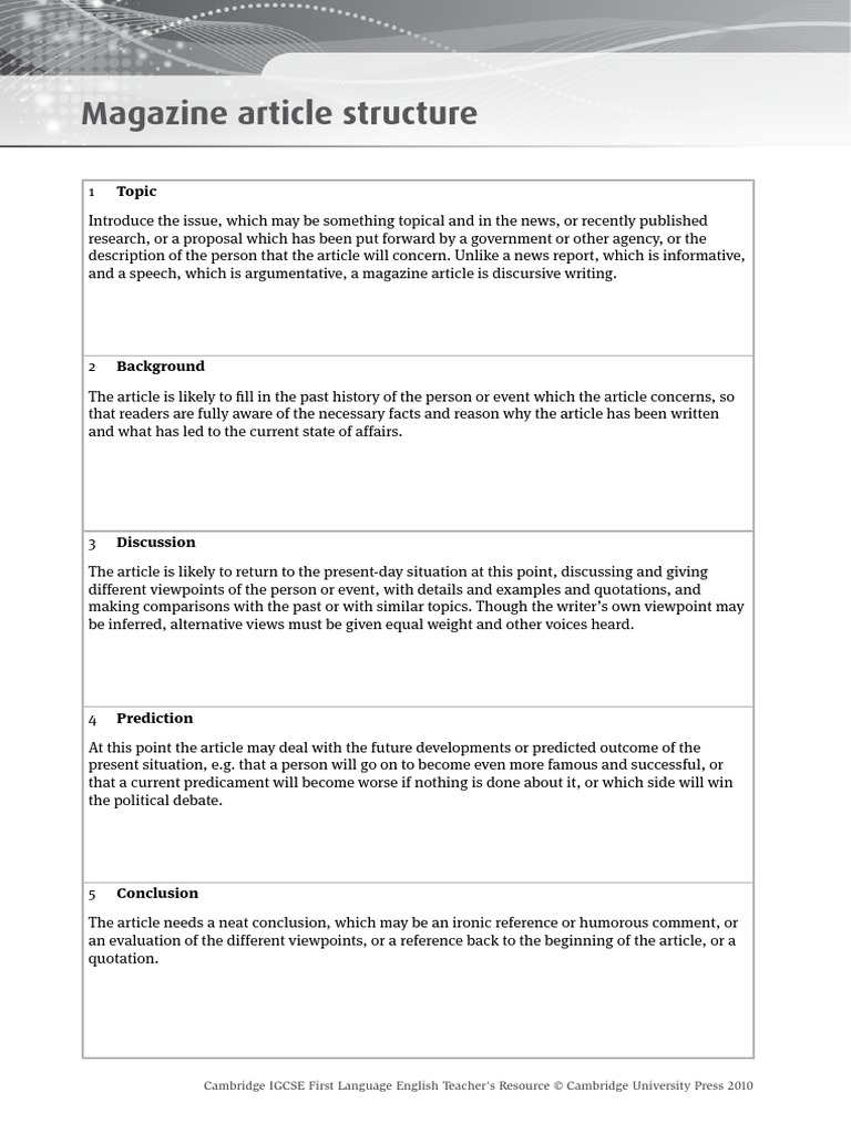Cie Igcse English Lang Magazine Article Reason Semiotics