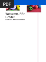 Welcome, Fifth Grade!: Classroom Management Plan